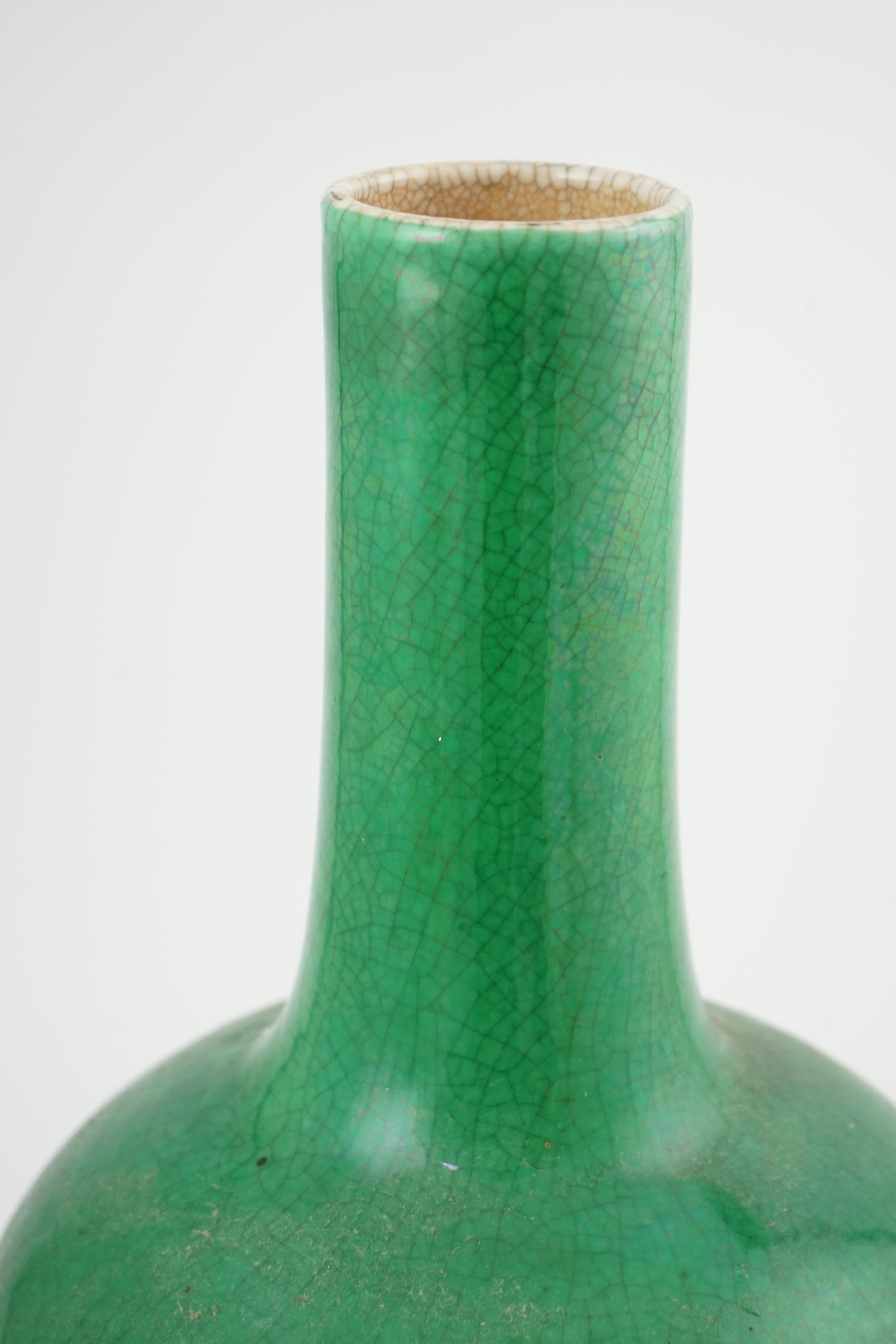 A Chinese green crackle glazed bottle vase, 19th century